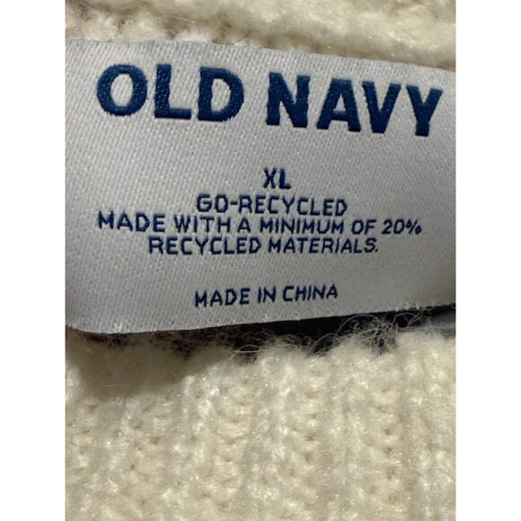 Old Navy Women’s Cable Knit Sweater Cream White XL Recycled Wool Blend Pullover - Picture 3 of 7
